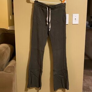 Olive green waffle flare bootcut sweatpants